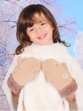 Kids Cute Cat Embroidered Winter Glove (Plush Inside) (2-4 Years Old)